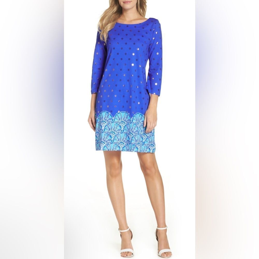 Lilly Pulitzer Bay Dress Blue Grotto Squeeze The Juice Engineered - XS